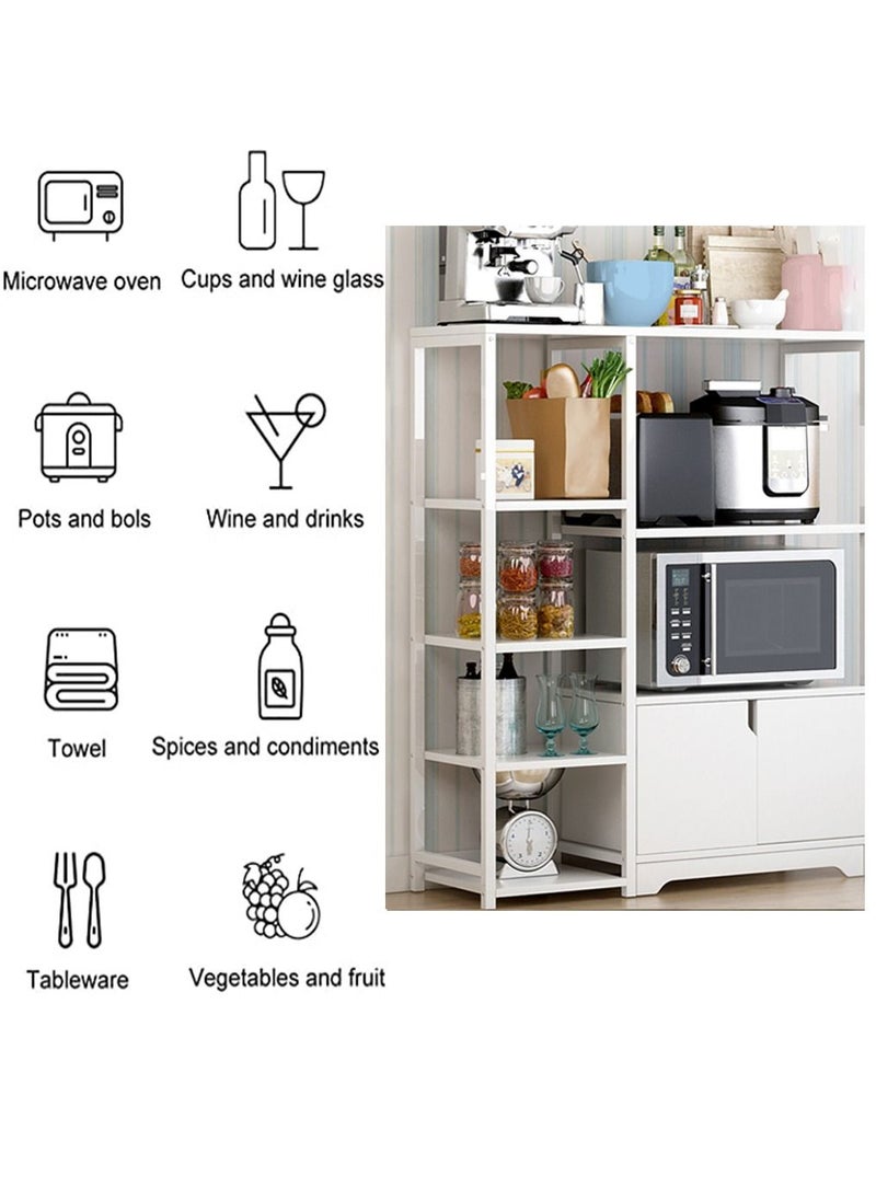 HomarKet 5-Tier Kitchen Storage Shelf Microwave Oven Stand Rack Spice Organizer with Storage Cabinet Large Storage Rack for Home Hotel Living Room Bathroom and Office  - Image 2
