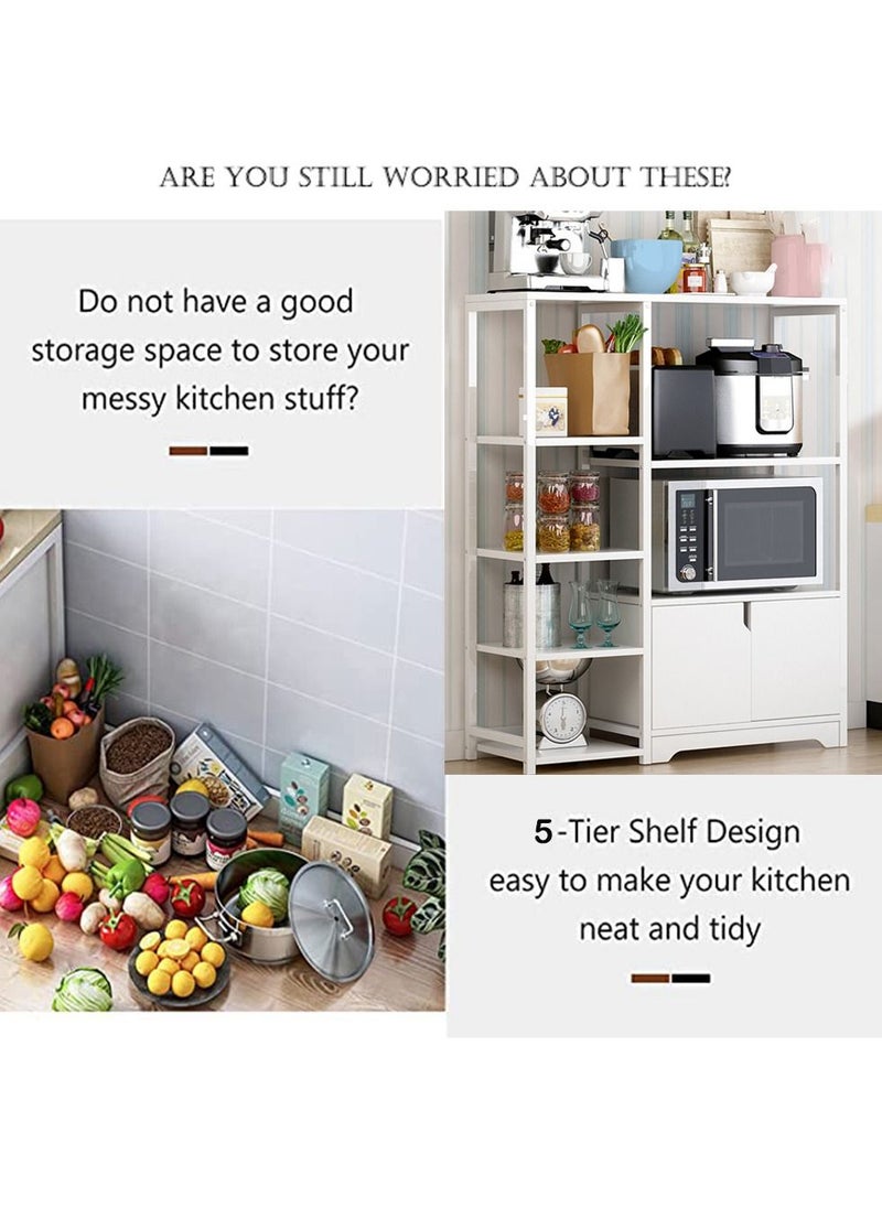 HomarKet 5-Tier Kitchen Storage Shelf Microwave Oven Stand Rack Spice Organizer with Storage Cabinet Large Storage Rack for Home Hotel Living Room Bathroom and Office  - Image 4