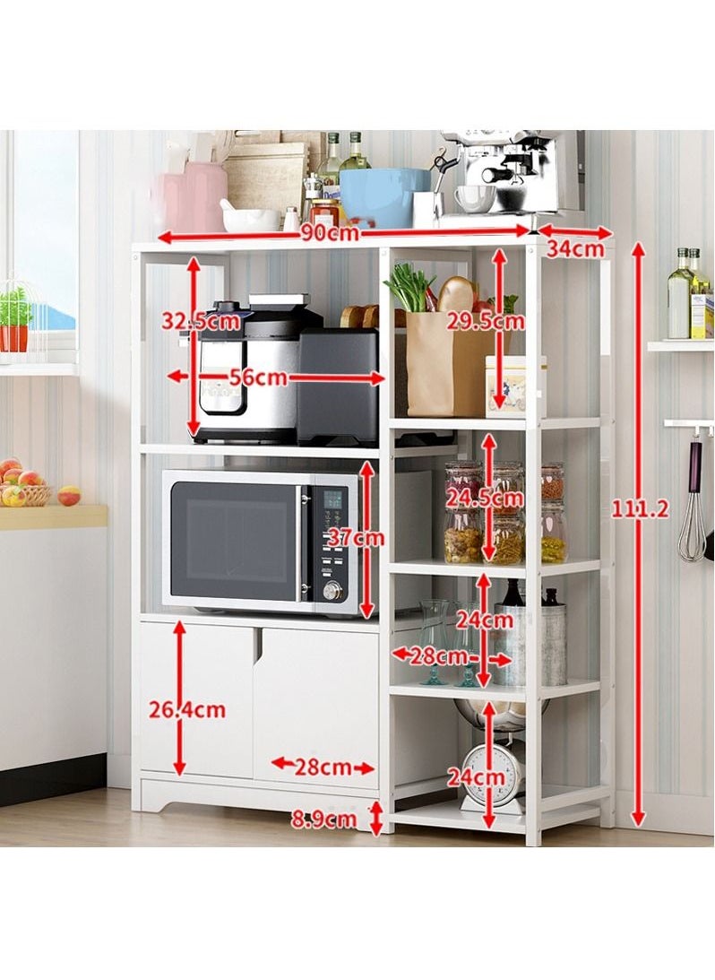 HomarKet 5-Tier Kitchen Storage Shelf Microwave Oven Stand Rack Spice Organizer with Storage Cabinet Large Storage Rack for Home Hotel Living Room Bathroom and Office  - Image 3