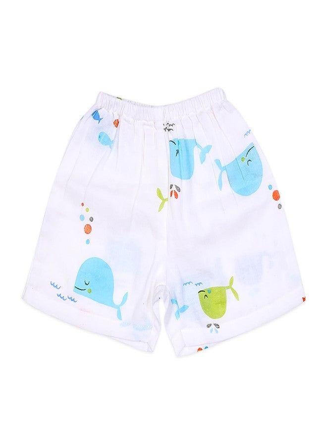 MOM'S HOME Kids Organic Cotton Muslin Co-Ord Set/Shirt & Shorts | Blue Whale (1-2 Years) - Image 4