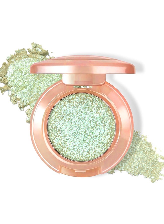 XIXI Bulb's Plan Eyeshadow, Holographic Light Green Glitter Eyeshadow, Multichrome Shimmer Color Shifting Single Eyeshadow, Chameleon Metallic Iridescent Eye Shadow Palette Bouncy Texture Fairy Highlighter Makeup #05 - Image 1