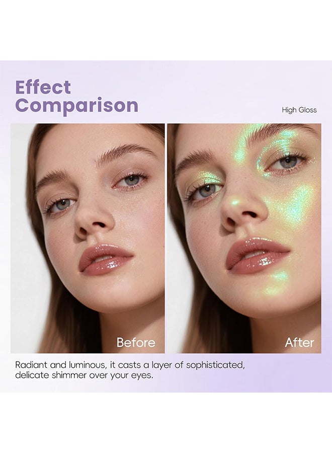 XIXI Bulb's Plan Eyeshadow, Holographic Light Green Glitter Eyeshadow, Multichrome Shimmer Color Shifting Single Eyeshadow, Chameleon Metallic Iridescent Eye Shadow Palette Bouncy Texture Fairy Highlighter Makeup #05 - Image 5