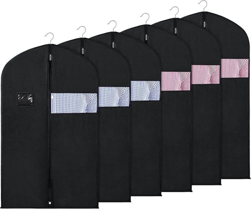KEEGH Garment Bags for Storage and Travel 101 cm Garment Bags for Hanging Clothes Breathable Suit Covers for Wardrobe with Transparent Window for Suits, Jackets, Coats, Pack of 6 - Image 1