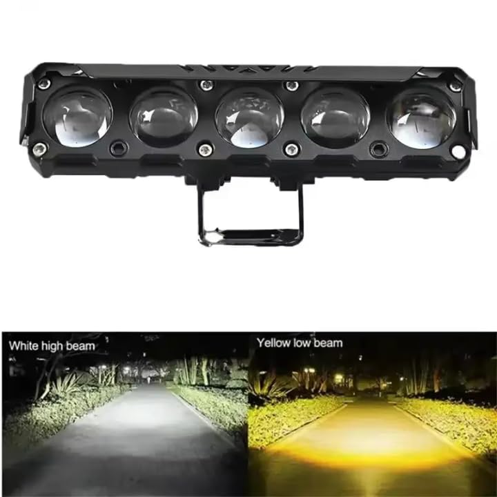 Schsteindar LED Light Bar, 5-Lens, 3 Modes White-Yellow, High Brightness Two-Colour, Vehicle Mounting Set of 1 - Image 5