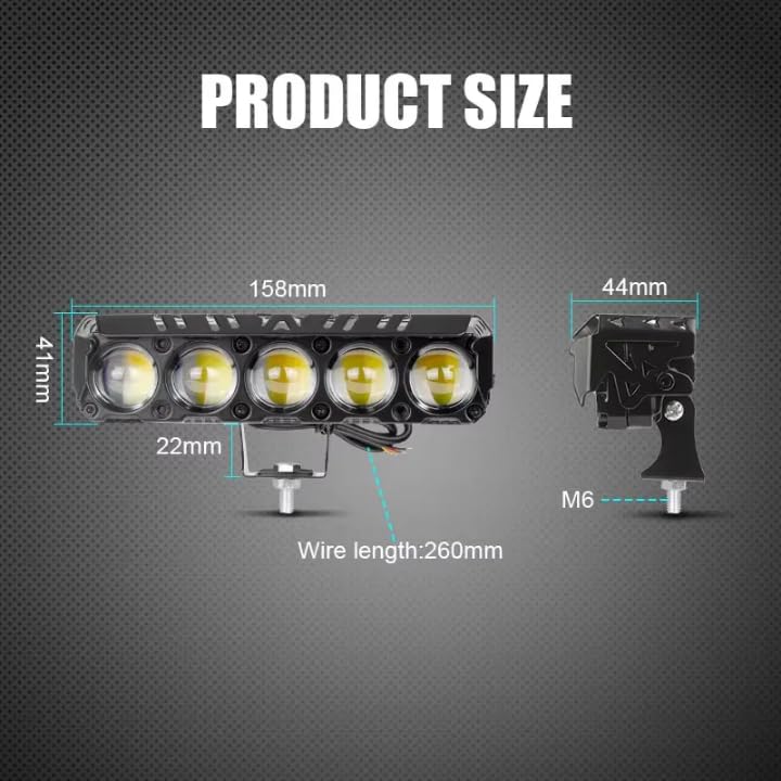 Schsteindar LED Light Bar, 5-Lens, 3 Modes White-Yellow, High Brightness Two-Colour, Vehicle Mounting Set of 1 - Image 4