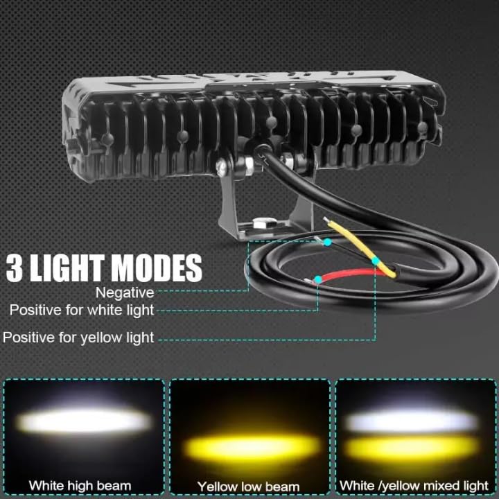 Schsteindar LED Light Bar, 5-Lens, 3 Modes White-Yellow, High Brightness Two-Colour, Vehicle Mounting Set of 1 - Image 2