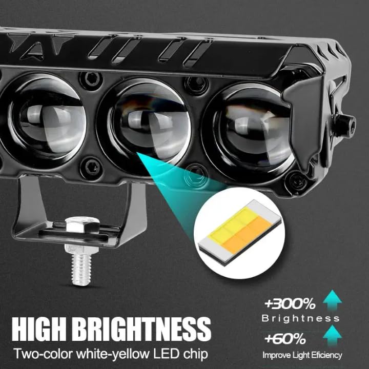 Schsteindar LED Light Bar, 5-Lens, 3 Modes White-Yellow, High Brightness Two-Colour, Vehicle Mounting Set of 1 - Image 3