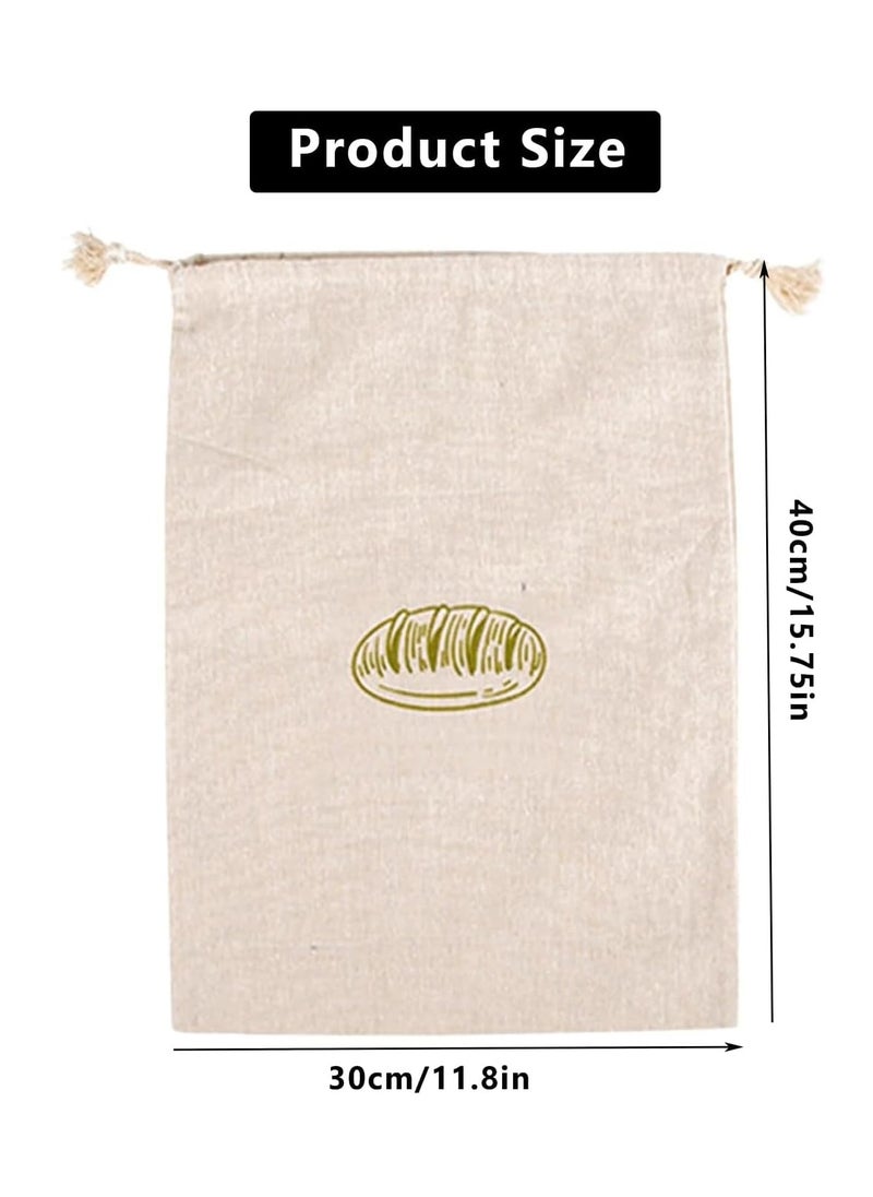 KASTWAVE 2Pcs Linen Bread Bags for Homemade Storage - 11.81"x15.75" Reusable Drawstring Bags for Artisan, Bakery, and Baguette Bread  - Image 4