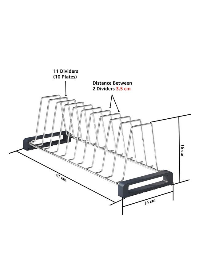Planet Stainless Steel Thali Stand/Plate Rack-Stand/Saucer/Dish Rack/Plate Fixer for Modular Kitchen/Tandem Basket Dish Holder/Kitchen Accessories (Set of 1 - 8Inch, Chrome) - Image 3