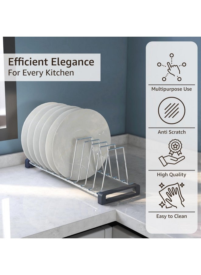 Planet Stainless Steel Thali Stand/Plate Rack-Stand/Saucer/Dish Rack/Plate Fixer for Modular Kitchen/Tandem Basket Dish Holder/Kitchen Accessories (Set of 1 - 8Inch, Chrome) - Image 2