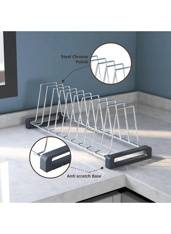 Planet Stainless Steel Thali Stand/Plate Rack-Stand/Saucer/Dish Rack/Plate Fixer for Modular Kitchen/Tandem Basket Dish Holder/Kitchen Accessories (Set of 1 - 8Inch, Chrome) - Image 4