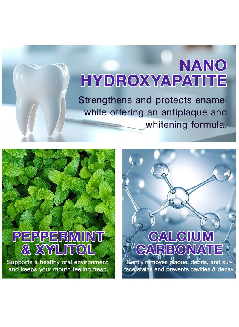 Yecuce 150Pcs Brightening Toothpaste Tabs with Nano Hydroxyapatite for Teeth Whitening Fresh Breath Remineralizing Tablets Toothpaste with Coconut Oil Peppermint Purple Toothpaste Tablets  - Image 5