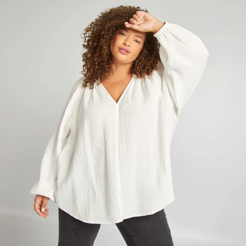 Kiabi Cotton Gauze Blouse White
