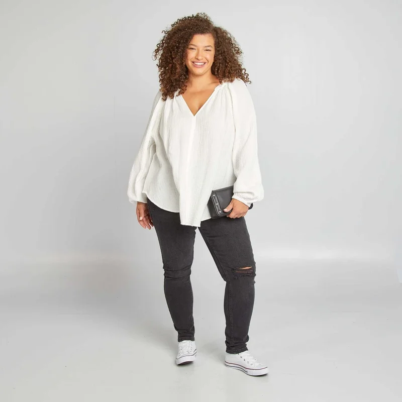 Kiabi Cotton Gauze Blouse White