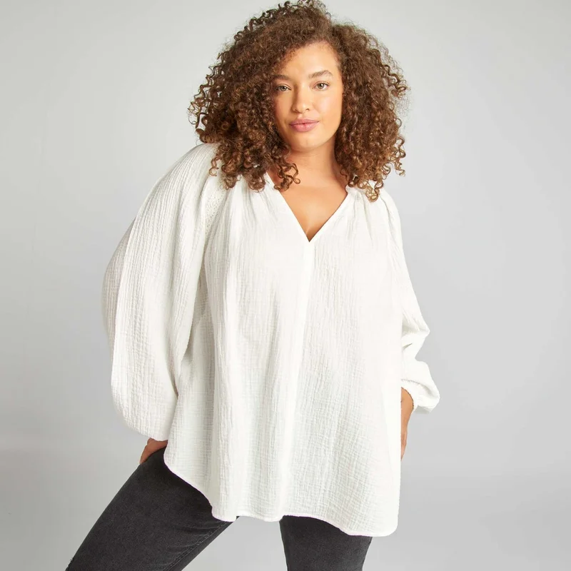 Kiabi Cotton Gauze Blouse White