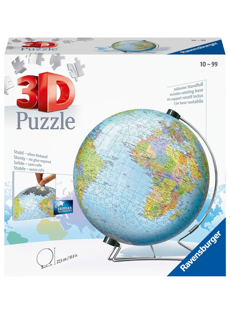 Ravensburger 540‑Piece 3D Globe Puzzle “The World on V‑Stand” – Rotating V‑Stand, No Glue, EasyClick Interlock Plastic Pieces, Educational Map Sphere for Ages 10+ | 12436‑7 - Image 3