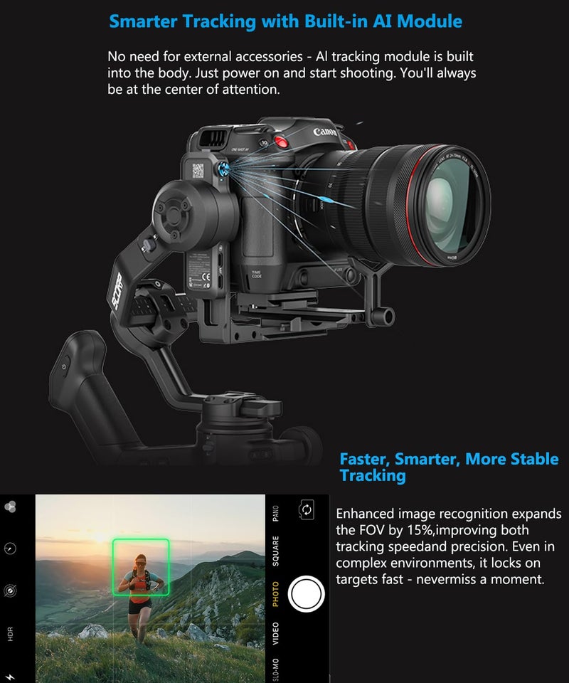 FeiyuTech SCORP 3 KIT Gimbal Stabilizer for DSLR and Mirrorless Camera,Built-in AI Tracking,Detachable Handle,3-Axis Gimbal for Sony/Canon/Nikon/Fujifilm, Max 7.721lbs,Touch Screen with Case - Image 3