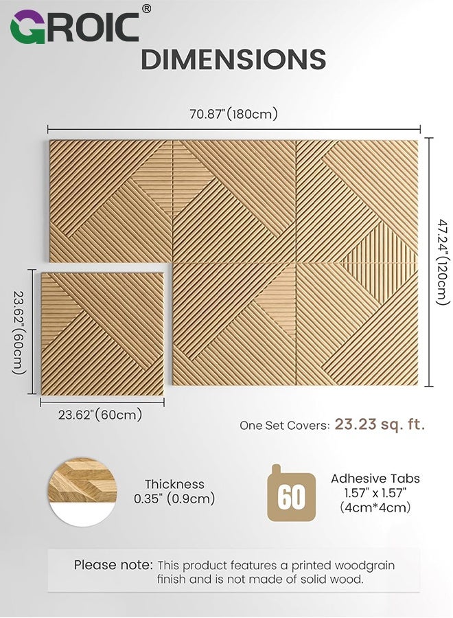 GROIC "6pcs Large Cork Boards for Walls 30 x 30cm,Felt Bulletin Board Wall Panels,Felt Wall Tiles for Home, Office & Classroom Vision Board,Self-adhesive wall background decoration photo wall(oak) " - Image 5
