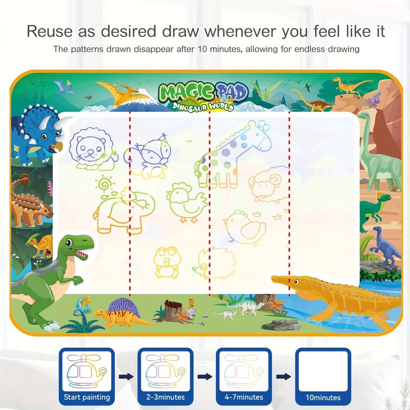 Water Coloring Mat Magic Doodle Cloth Drawing Pad Washable Pen Toy Dinosaur World Gift Boys Girls Birthday Ocean Wonder 150x100cm - Image 1