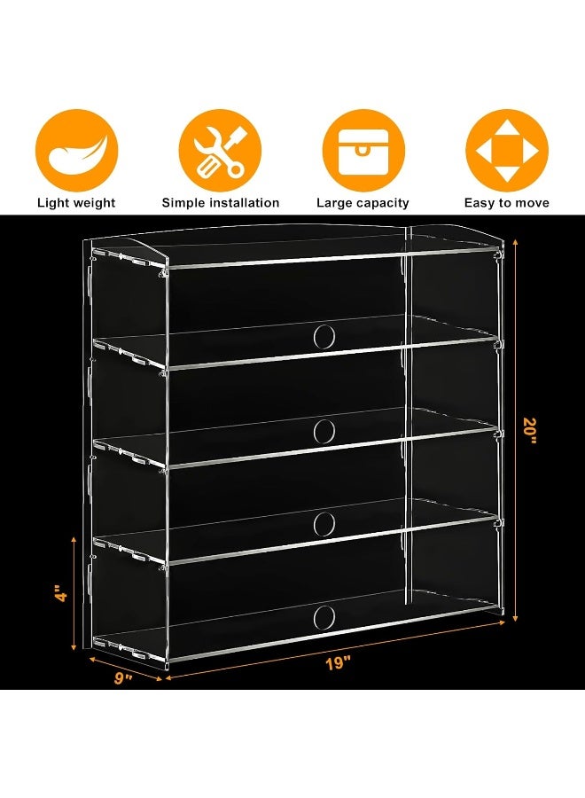 TPGP حافظة عرض المعجنات TPGP 4 صينية من الأكريليك، خزانة عرض المخبوزات، رف عرض الكعك القابل للإزالة، حافظة عرض الكب كيك، طاولة عرض للبيع مع ملقط تقديم الكعك للحفلات والمقاهي والمخابز - Image 2