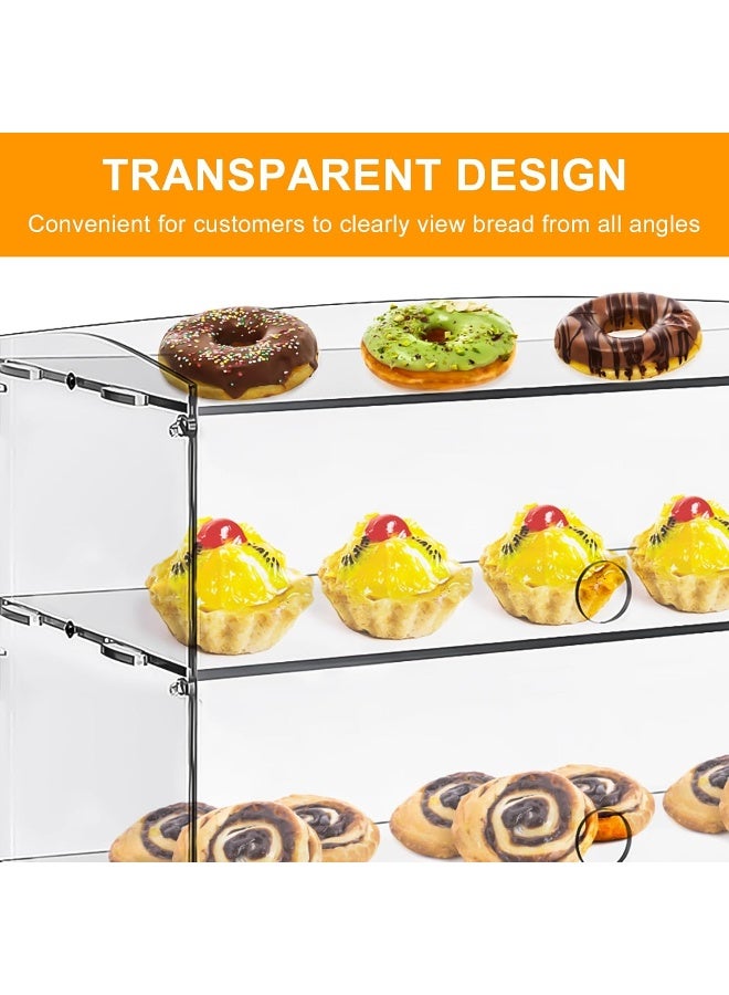 TPGP حافظة عرض المعجنات TPGP 4 صينية من الأكريليك، خزانة عرض المخبوزات، رف عرض الكعك القابل للإزالة، حافظة عرض الكب كيك، طاولة عرض للبيع مع ملقط تقديم الكعك للحفلات والمقاهي والمخابز - Image 4