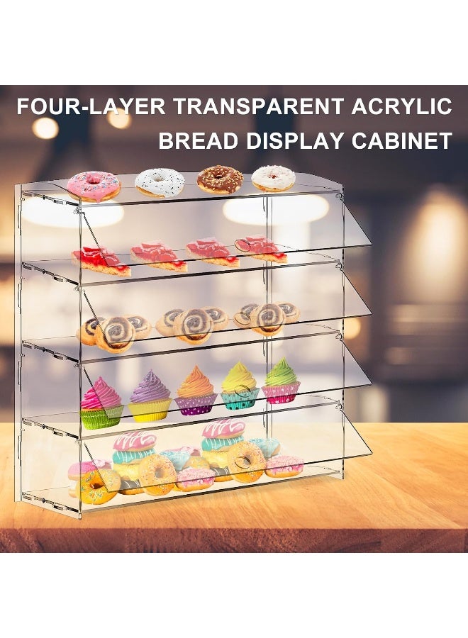 TPGP حافظة عرض المعجنات TPGP 4 صينية من الأكريليك، خزانة عرض المخبوزات، رف عرض الكعك القابل للإزالة، حافظة عرض الكب كيك، طاولة عرض للبيع مع ملقط تقديم الكعك للحفلات والمقاهي والمخابز - Image 5