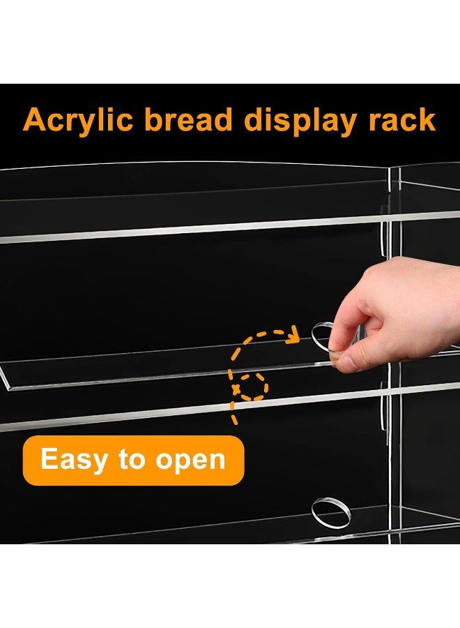 TPGP حافظة عرض المعجنات TPGP 4 صينية من الأكريليك، خزانة عرض المخبوزات، رف عرض الكعك القابل للإزالة، حافظة عرض الكب كيك، طاولة عرض للبيع مع ملقط تقديم الكعك للحفلات والمقاهي والمخابز - Image 3