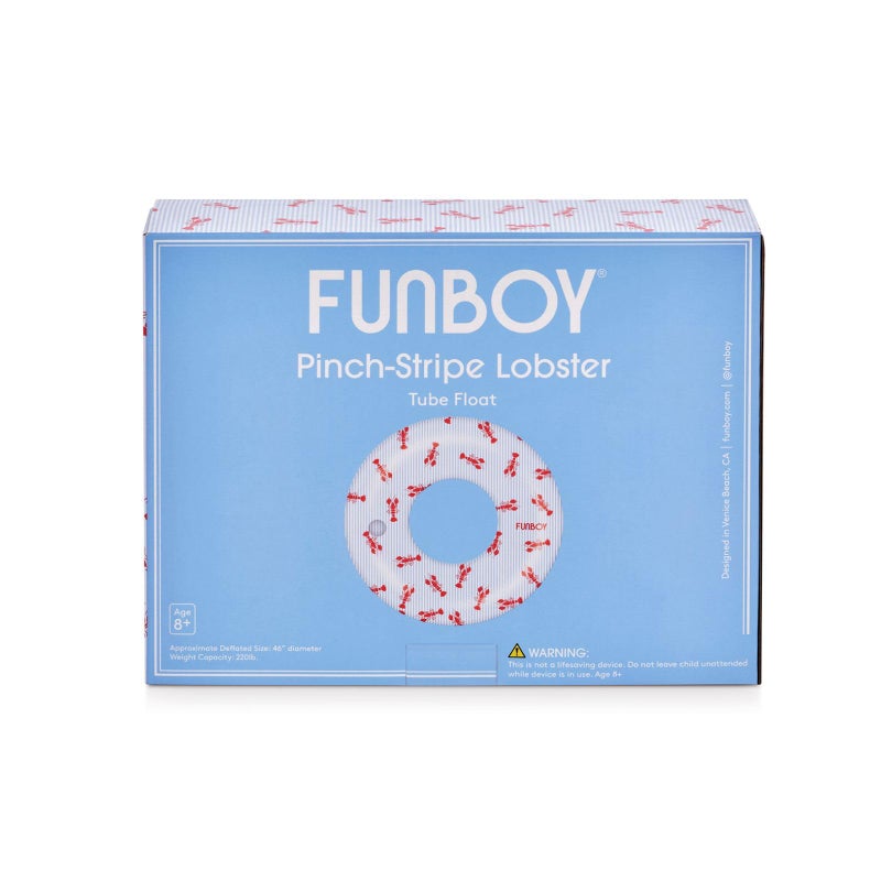 FUNBOY Giant Blue & White Striped Lobster Inflatable Pool Float with Cup Holder, 48" Adult Inner Tube Swim Ring Pool Lounger - Image 3