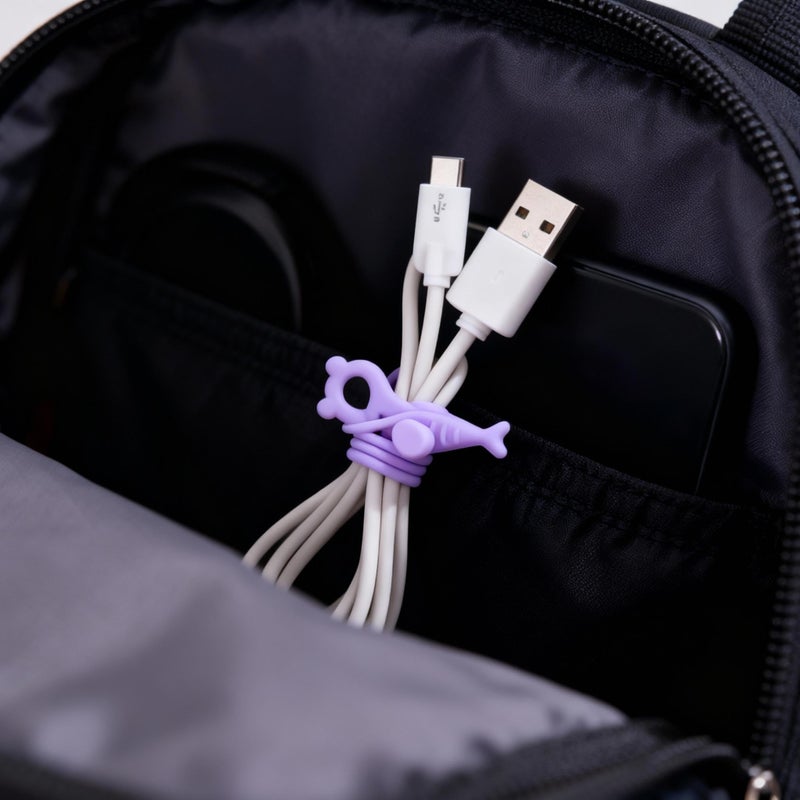 Ortarco 28 Pcs Silicone Cable Ties Reusable, Cable Cord Organizer Straps for Charging Wire, Computer Cords, 4 Color - Image 3