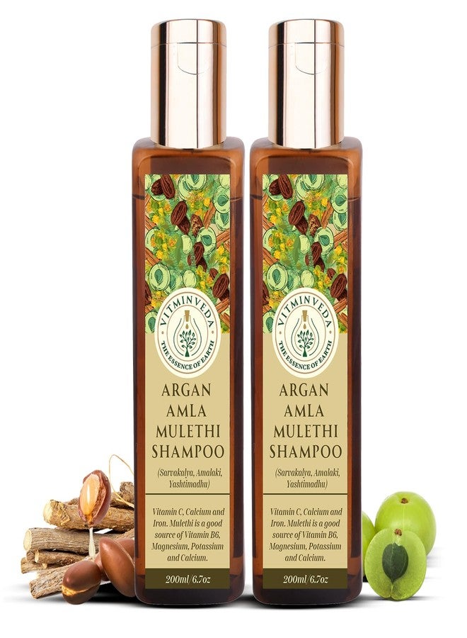 VITMINVEDA Moroccan Argan Oil Shampoo 200ml (Pack of 2) Natural Hair Cleanser for Nourish Dull & Dry Hair | No-Chemicals No-Paraben No-SLS - Image 1