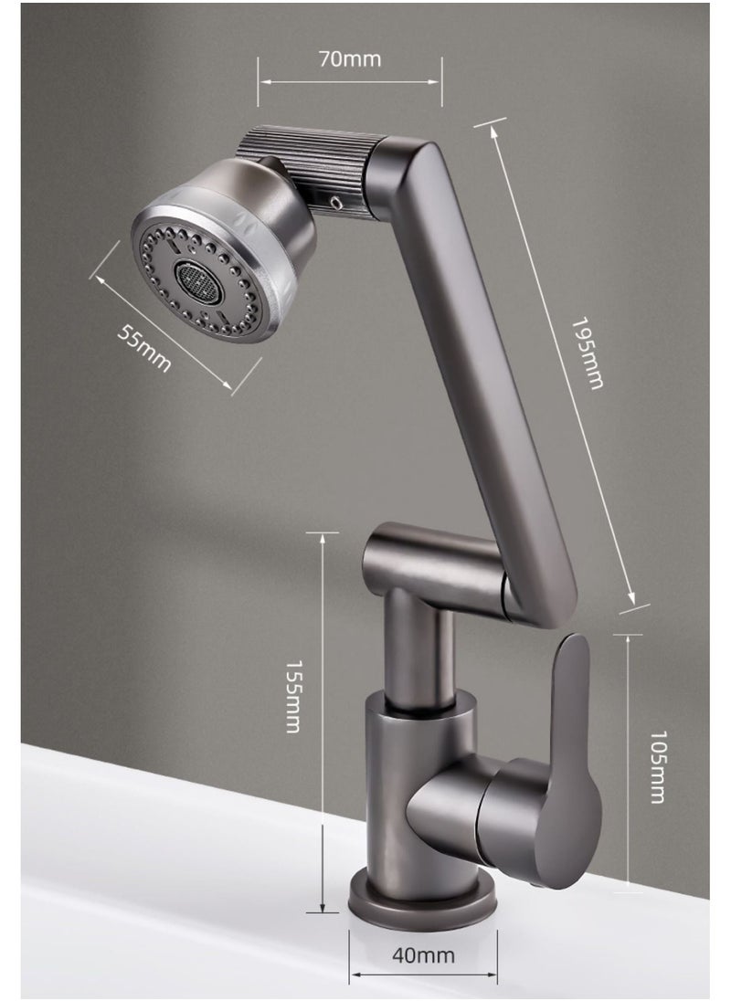 1080 Degree Rotation 4-Mode Outlet Omnidirectional Angle Sink Faucet With Water Inlet Pipe 80cm Grey