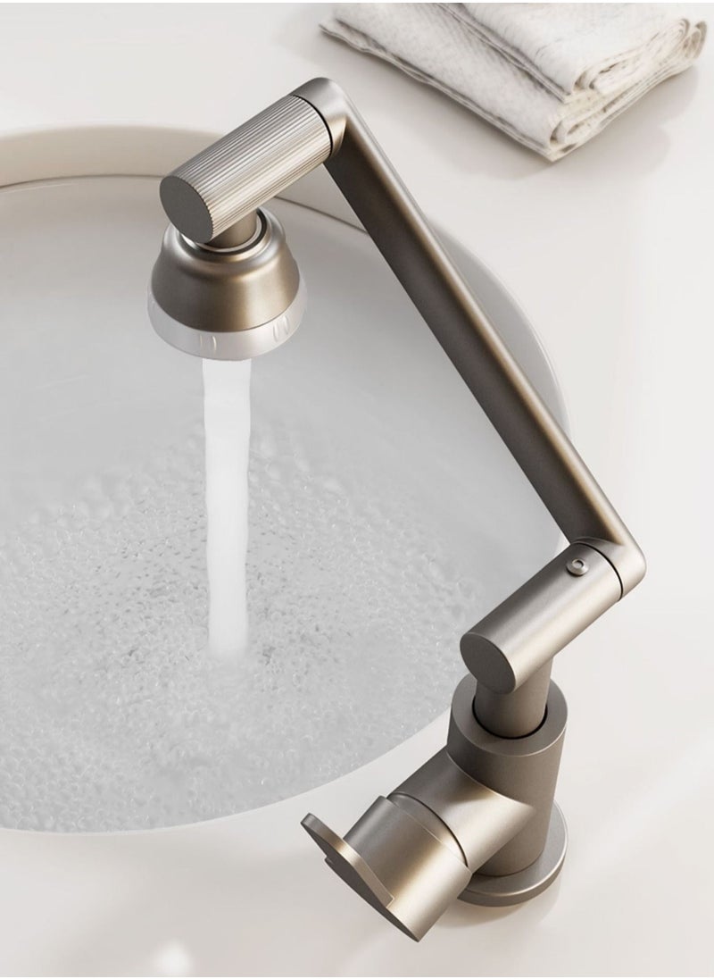 1080 Degree Rotation 4-Mode Outlet Omnidirectional Angle Sink Faucet With Water Inlet Pipe 80cm Grey