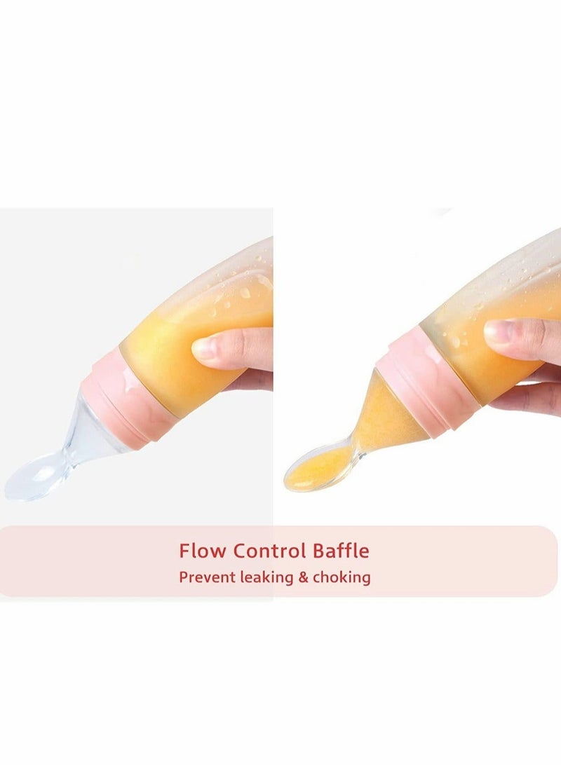 كابتن تيك Squeeze Feeder with Spoon 90ML Pink Baby Rice Paste Spoon Silicone Baby Food Dispensing Spoon Food Supplement Spoon Spoon Bottle for Baby Baby Spoon Feeder Bottle Baby Solid Food Feeder - Image 4