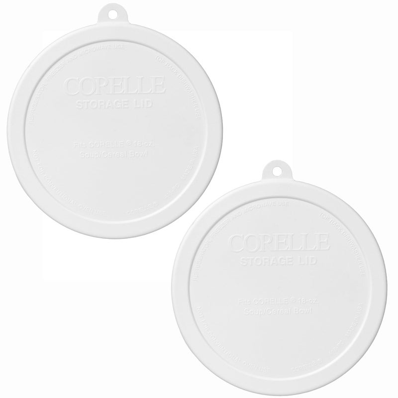 Corelle وعاء حبوب كوريل 418-PC أبيض مع أغطية بلاستيكية (عبوة من 2) - Image 1