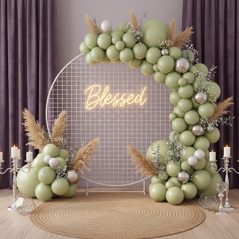 RUBFAC Dusty Green Balloons 129pcs Different Sizes Pack of 18 12 10 5 Inch, Latex Boho Sage Green Balloon Garland Arch Kit for Wedding Dinosaur Jungle Safari Birthday Party Decorations - Image 5