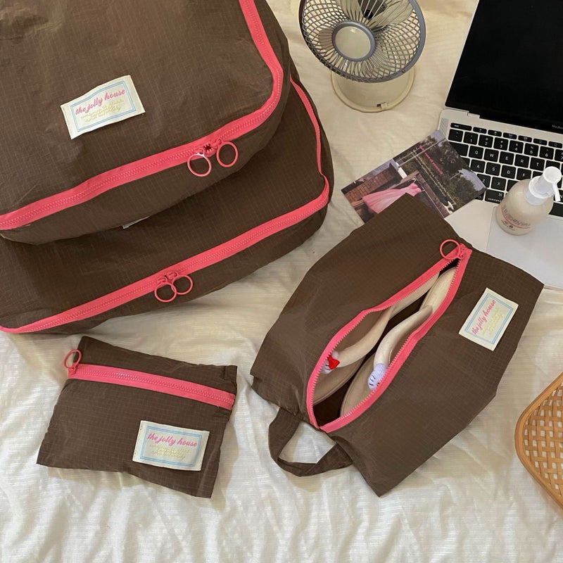 Travel! Travel Storage Bag Clothes Trunk Finishing Bag Clothes Pack Mini Waterproof Certificate Bag mocha brown