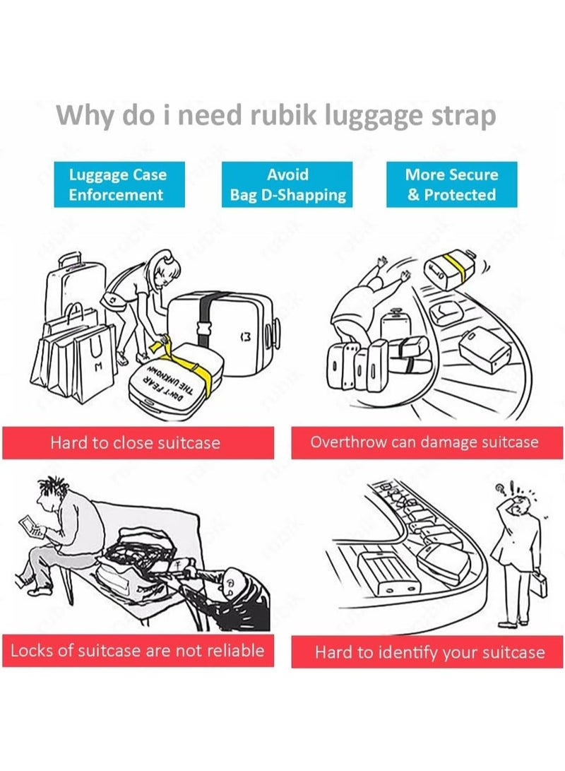 Rubik Cross Luggage Strap with Password, 150 Inch Adjustable Heavy Duty Travel Packing Belt for Bag Baggage Suitcase Safety (1 Pack) Light Blue  - Image 5