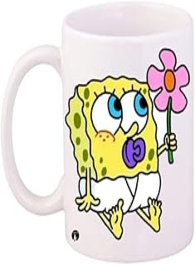 RYN Spongebob Squarepants Printed Coffee Mug White/Yellow/Black 11Ounce - RYNmg12627