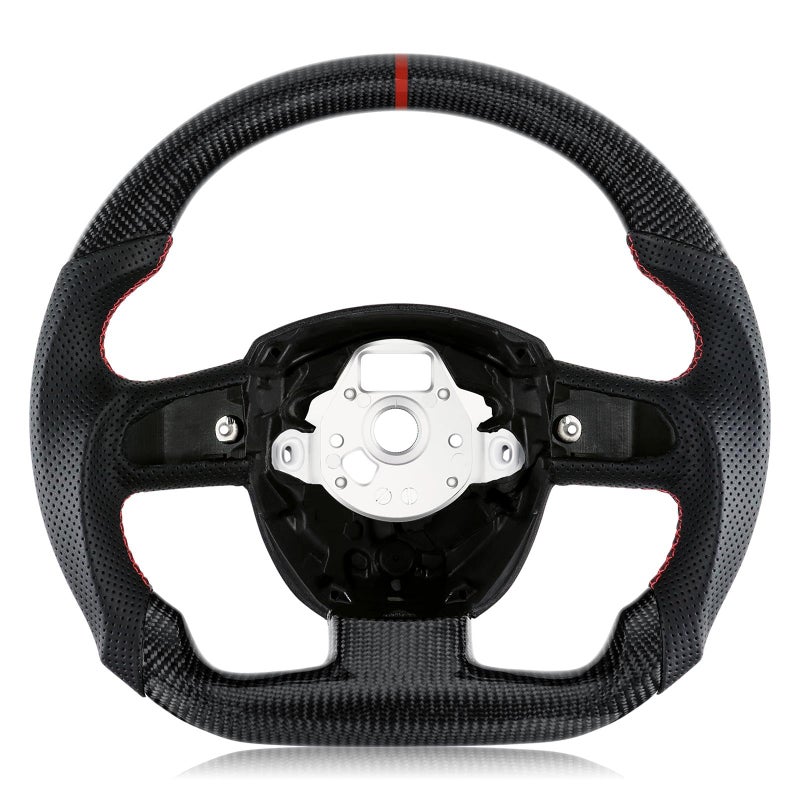 VOONKE Real Carbon Fiber Steering Wheel Dshaped With stitching Nappa Perforated Leather Flatbottom Steering Wheel For Audi A4A5S4S5 20082010