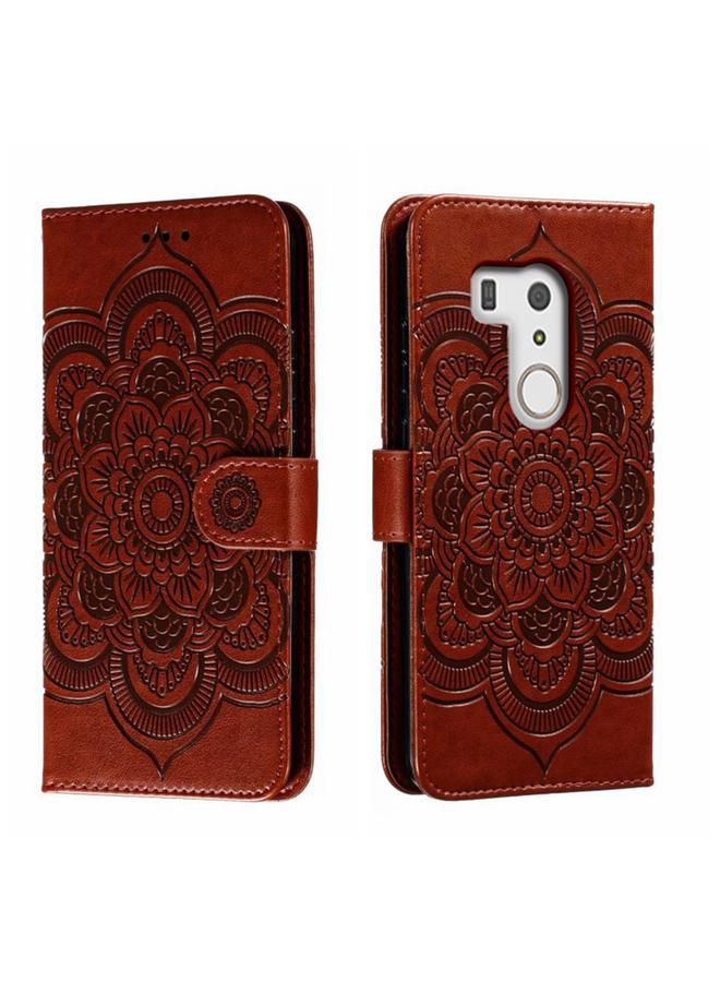 اس-توب جراب جلدي لهاتف Fujitsu Arrows Be3 F-01L بنقشة ماندالا شمسية - Image 1