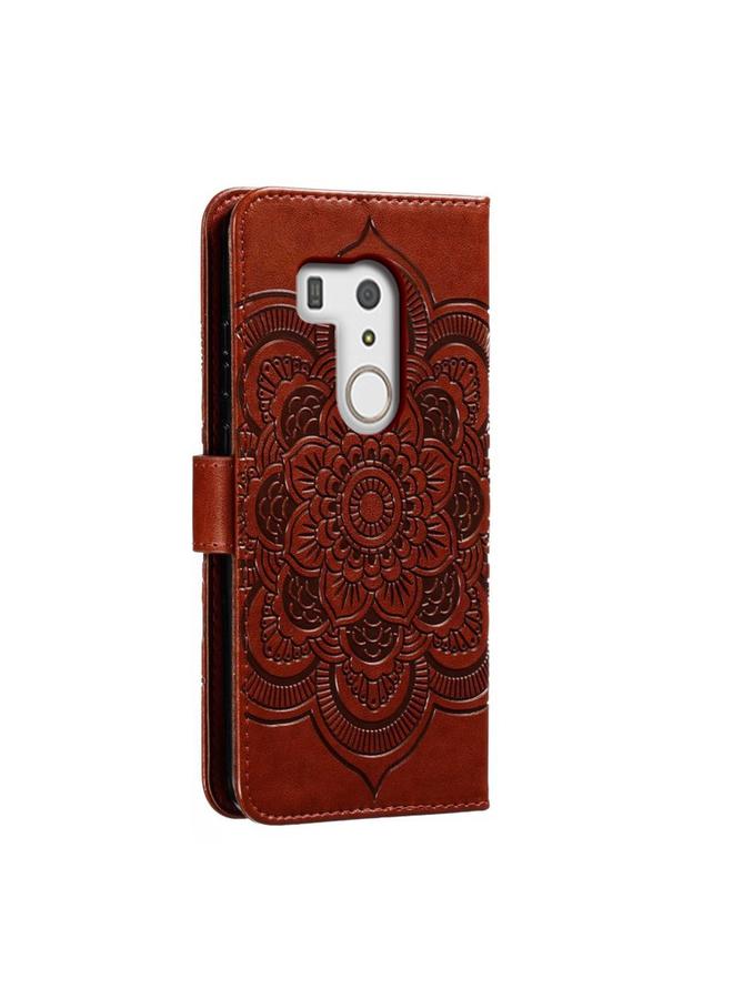 اس-توب جراب جلدي لهاتف Fujitsu Arrows Be3 F-01L بنقشة ماندالا شمسية - Image 3