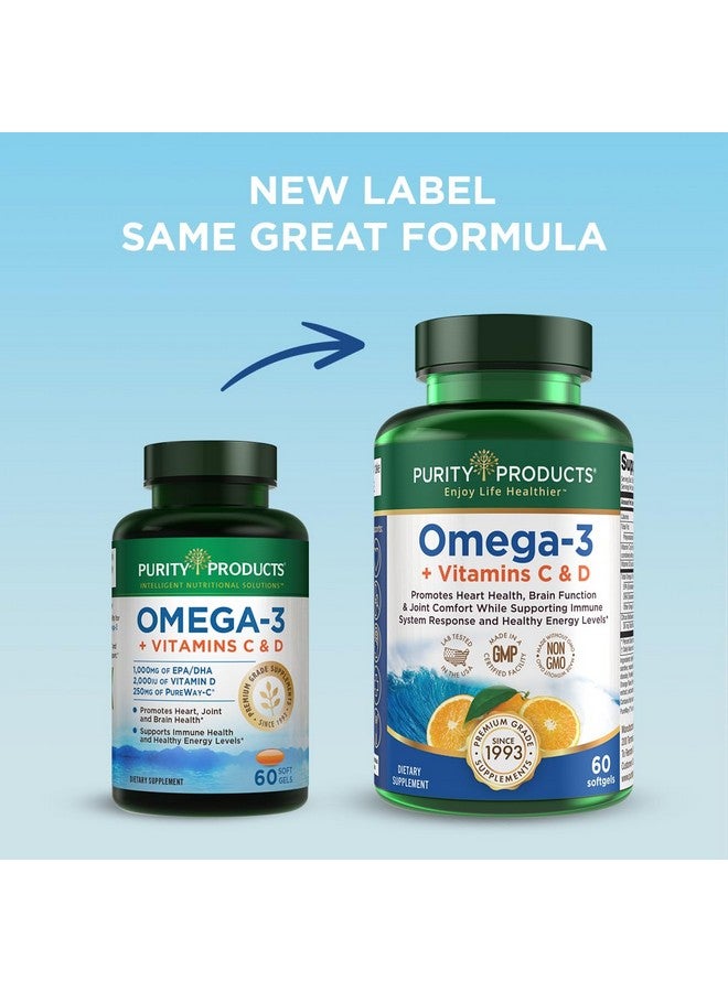 Purity Products - Omega-3 Plus Vitamin C & D, 60 softgels - Image 2
