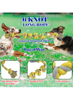 MAJIBAO Large dog rope toy with Durable, 100% cotton dog toy for all breeds, Safe, resistant, interactive toy, 59 cm, Aggressive chewer, Cleaning teeth and Protects oral health, Toy for Tug of War (Yellow)  - Image 5