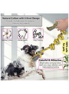 MAJIBAO Large dog rope toy with Durable, 100% cotton dog toy for all breeds, Safe, resistant, interactive toy, 59 cm, Aggressive chewer, Cleaning teeth and Protects oral health, Toy for Tug of War (Yellow)  - Image 4