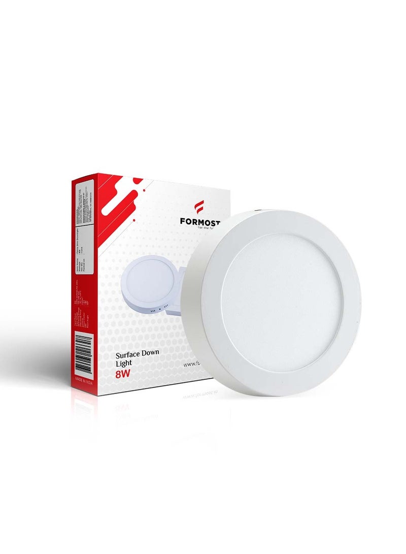 FORMOST FORMOST Surface Down Light LED Round 8W| Surge Protection Upto 4KV | Long Lasting Downlighter for Home Shops and Hotels Ceiling | Durable and Sustainable | 2 Years Warranty | Clear White  - Image 1