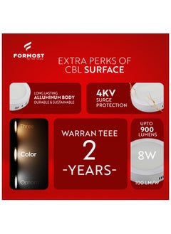 FORMOST FORMOST Surface Down Light LED Round 8W| Surge Protection Upto 4KV | Long Lasting Downlighter for Home Shops and Hotels Ceiling | Durable and Sustainable | 2 Years Warranty | Clear White  - Image 4