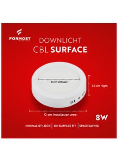 FORMOST FORMOST Surface Down Light LED Round 8W| Surge Protection Upto 4KV | Long Lasting Downlighter for Home Shops and Hotels Ceiling | Durable and Sustainable | 2 Years Warranty | Clear White  - Image 5