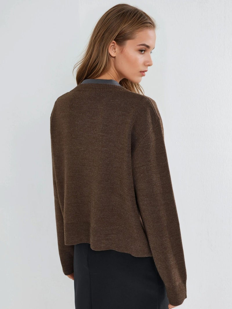 HICCUP Covered Button Knit Cardigan with Pockets - Image 3