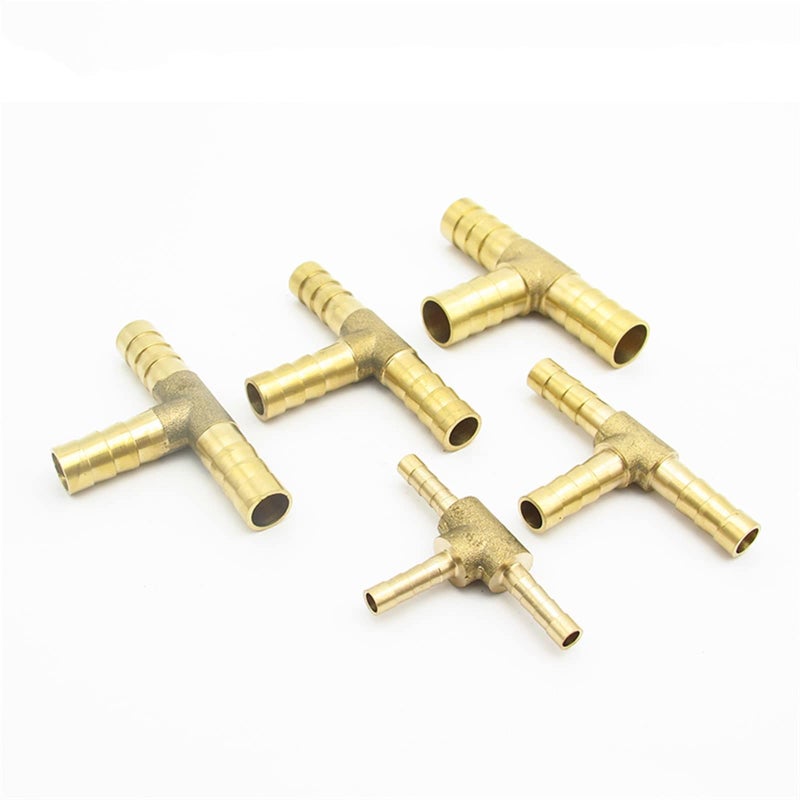 Brass 3 Way Hose Barb Tee Fitting 5mm OD Silver Barbed Pipe Connector - Image 3