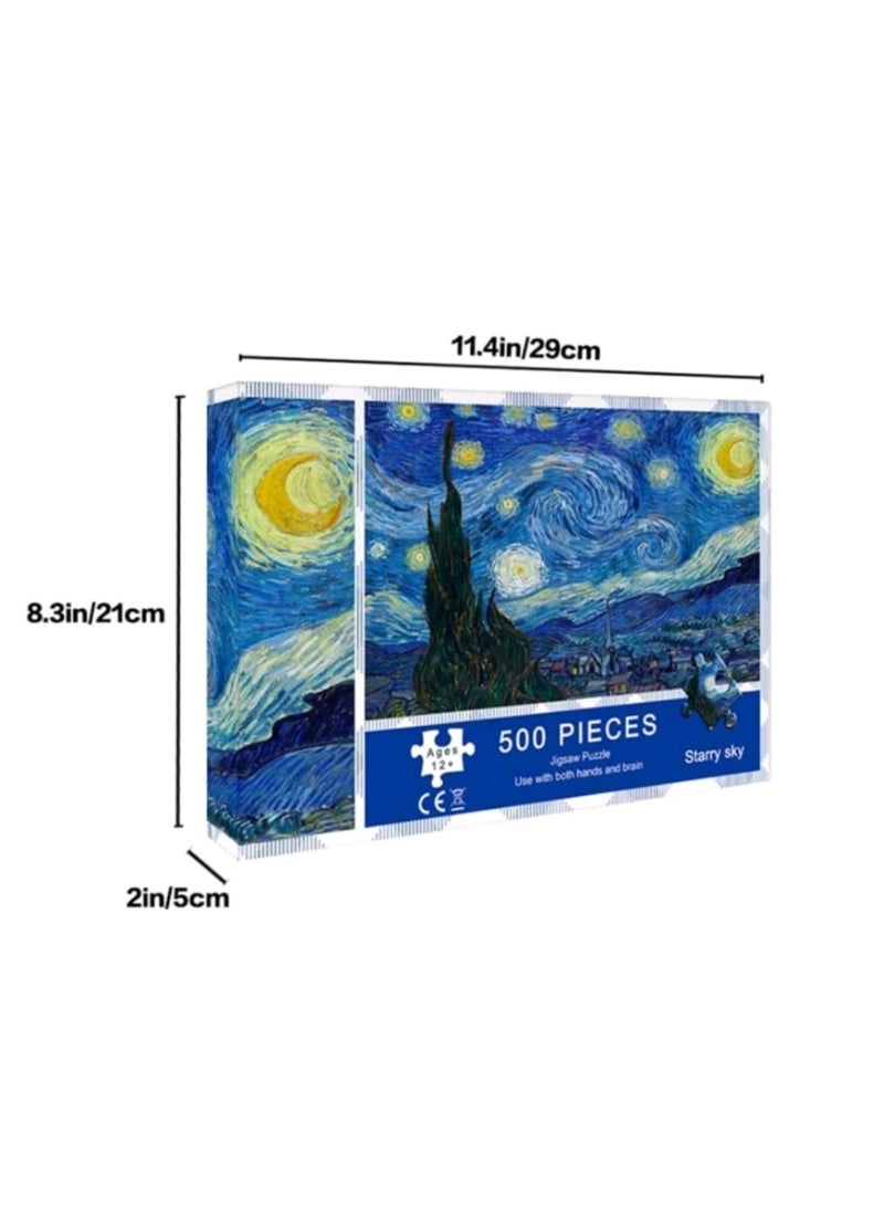 Jigsaw Puzzle 500 Pieces "The Starry Night" by Van Gogh - Classic Art Challenge for Adults & Kids - Image 2